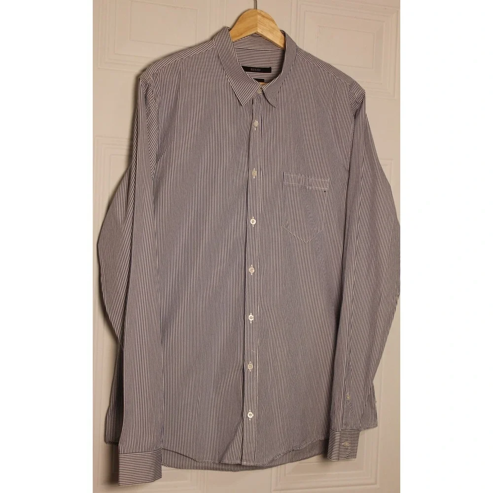 Gucci Blue Stripe High-end Career‎ Shirt Slim Fit Authentic Men's 44 17 1/2